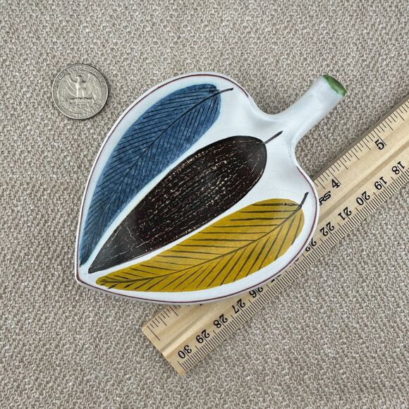 STIG LINBERG Small Faience Leaf Bowl Gustavsberg Studio Sweden MCM 50's Vintage - Picture 8 of 10